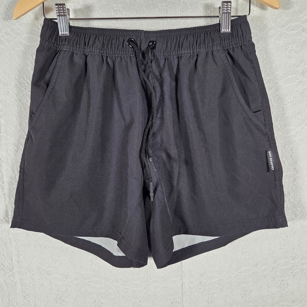 Not Dead Yet NDY Mens Black Athletic Training Shorts Small Drawstring 5in Inseam